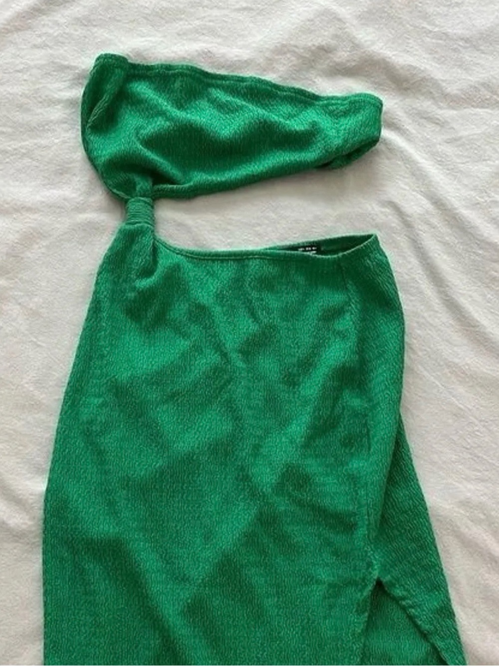 SHEIN maxi Green One-Shoulder Knot Detail Dress size small